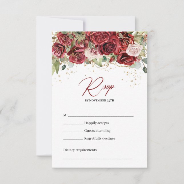 Rustisk burgundi och  rosa ros OSA kort (Framsida)