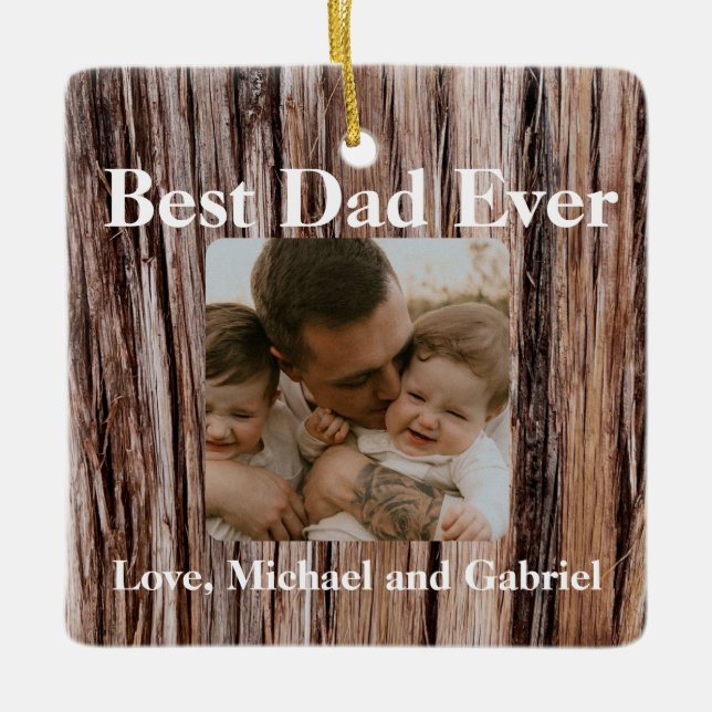 Rustisk cedarbark, naturlig träd utomhus mönster julgransprydnad keramik (Framsida)