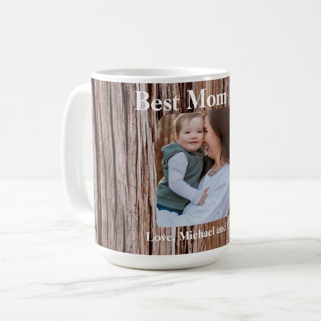 Rustisk cedarbark, naturlig träd utomhus mönster kaffemugg (Framsida vänster)