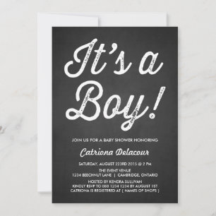 RUSTISK CHALKBOARD   DET ÄR EN BOY BABY SHOWER INB INBJUDNINGAR