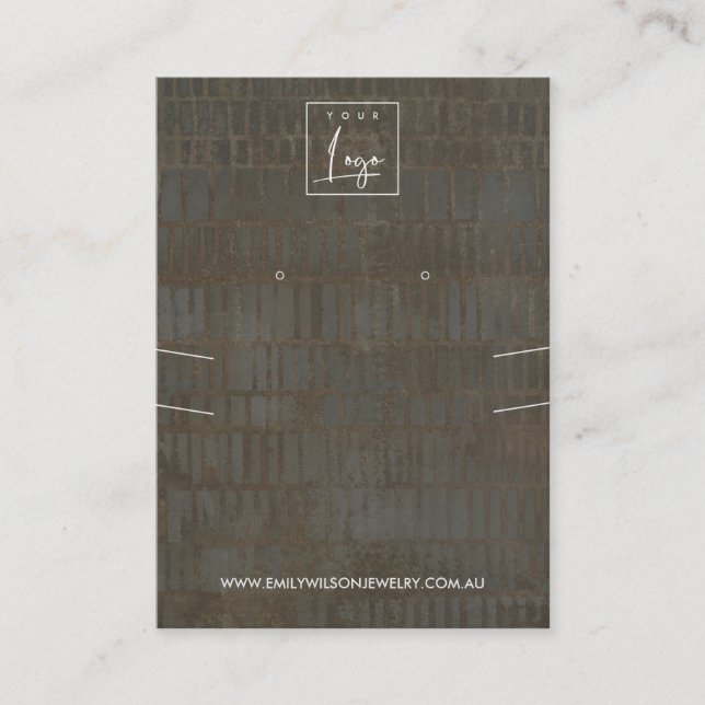 RUSTISK GRÅTT BRONSAE LINJE NECKLAS ÖKAD VISNING VISITKORT (Framsida)