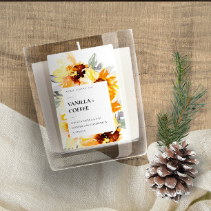 RUSTISK GULT SUNFLOWER VATTENFÄRGSKÄRM BLOMMIGT CA MAT ETIKETT