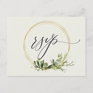 RUSTISK LEAFY GRÖNT GULD FOLIAGE WATERCOLOR OSA VYKORT