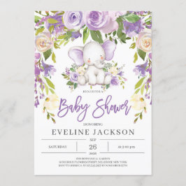 Rustisk lila blommigt, elfenartad babydusch för  a inbjudningar