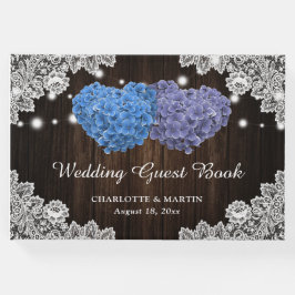 Rustisk Lila och Bröllop Blommigt Guest Bok