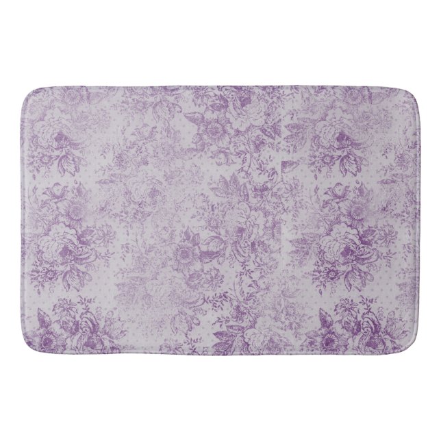 Rustisk lila, shabby chic, blek lavender-blommigta badrumsmatta (Framsidan)