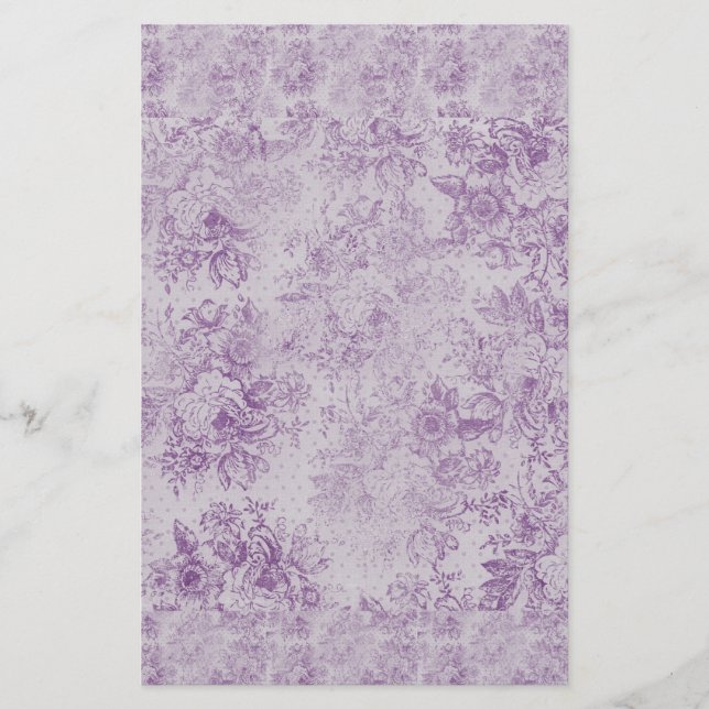 Rustisk lila, shabby chic, blek lavender-blommigta brevpapper (Framsida)