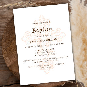 Rustisk modern Guld-typografi Kor-baptism Inbjudningar