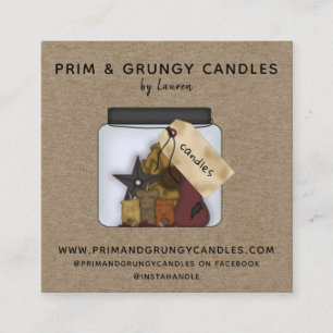 RUSTISK PRIMITIV LAND GRUBBY CANDLE FYRKANTIGT VISITKORT