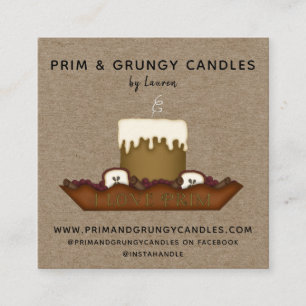 RUSTISK PRIMITIV LAND GRUBBY CANDLE FYRKANTIGT VISITKORT