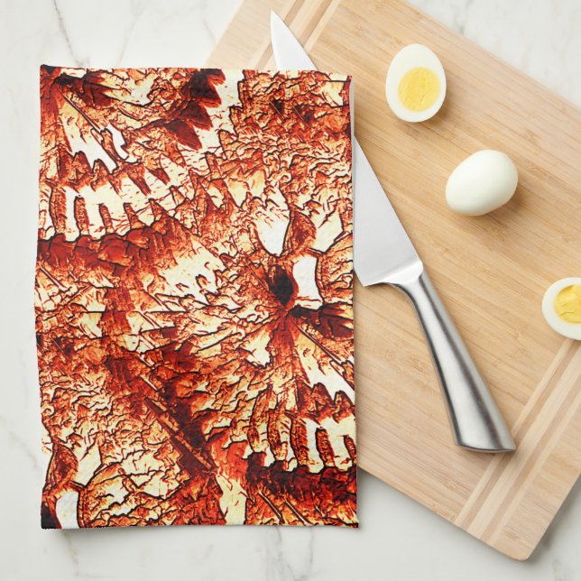 Rustisk repetition av rödaktiga korallrosetter som kökshandduk (Vikt i Fjärdedel)