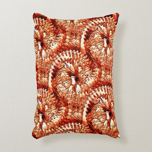 Rustisk repetition av rödaktiga korallrosetter som prydnadskudde (Framsidan(Vertikal))