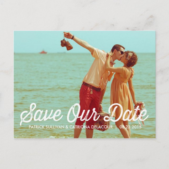 RUSTISK RETRO-TYPOGRAFI | SPARA DATUM POSTCARD MEDDELANDE VYKORT (Framsida)