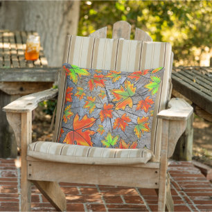 Rustisk röd grönt orange träd bark maple löv kudde