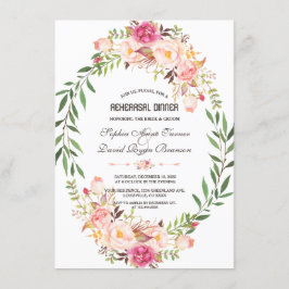 Rustisk Rosa  Blommigt Bloom Rehearsal Middag Inbjudningar
