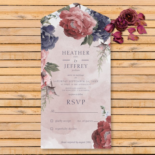 Rustisk Rosa och blå ponnyer Rosa, ingen middag (Also available with a QR code or with dinner selection options.)