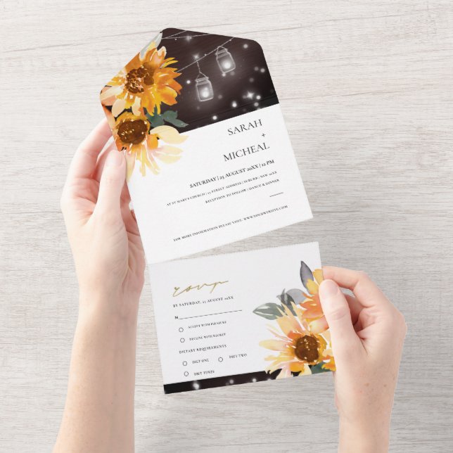 RUSTISK SUNFLOWER BLOMMIGT STRING LJUS BRÖLLOP ALL (Avrivbar del)