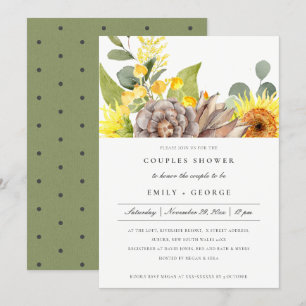 RUSTISK SUNFLOWER EUCALYPTUS BLOMMIGT PAR SHOWER INBJUDNINGAR