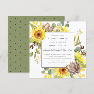 RUSTISK SUNFLOWER EUCALYPTUS BLOMMIGT PAR SHOWER INBJUDNINGAR