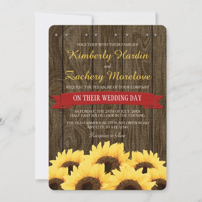 RUSTISK SUNFLOWER WEDVITATION INBJUDNINGAR (Framsida)