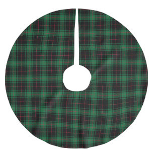 Rustisk svart grönt röd tartan plaid mönster julgransmatta borstad polyester