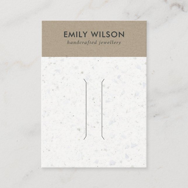 RUSTISK VITE KRAFT TERRAZO HAIR CLIP VISNING CLIP VISITKORT (Framsida)