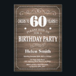 Rustiska 60:e födelsedagsinbjudan inbjudningar<br><div class="desc">Rustiska 60:e födelsedagsinbjudan. Vit typografi. Rustic Wood-bakgrund. Vuxen födelsedag. Manliga Manar eller Kvinnor födelsedag. Barnpojke eller Dam Tonåring tonårsdagen Inbjudan. 13:e 15:e 16:e 18:e 20:e 30:e 40:e 60:e 70:e 80:e 90:e 100:e. Vilken ålder som helst. Om du vill göra ytterligare anpassningar klickar du på knappen Anpassa och användor verktygen som...</div>