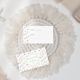 Rustiska ängsfärgade vilda blommor blommigt bröllo placeringskort