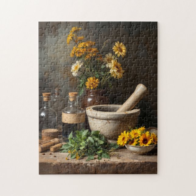 Rustiska arktiska liv med Örter och blommor Pussel (Vertikal)