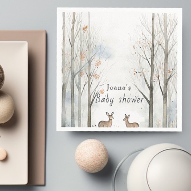 Rustiska babyduschar i skogsområden pappersservett (Skapare uppladdad)