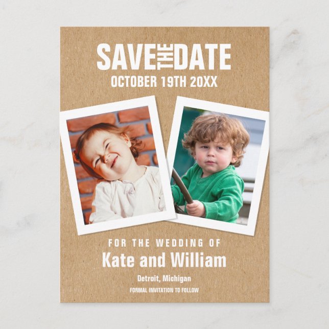 Rustiska barnfoton Spara datum Meddelande Vykort (Framsida)