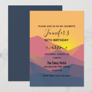 Rustiska berg Geometric Minimalist Birthday Inbjudningar