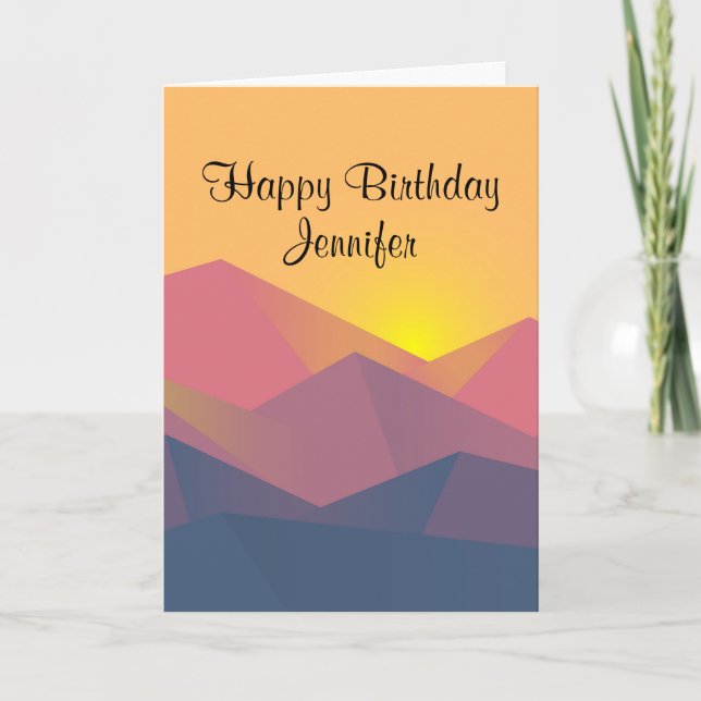 Rustiska berg Geometric Minimalist Birthday Kort (Framsida)