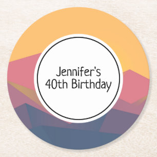 Rustiska berg Geometric Minimalist Birthday Underlägg Papper Rund