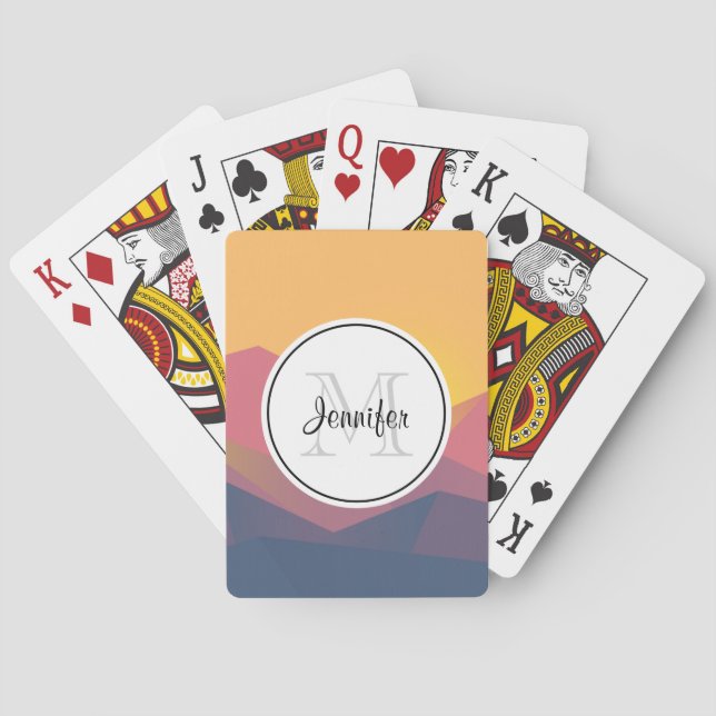 Rustiska berg Geometric Minimalist Monogram Casinokort (Baksidan)
