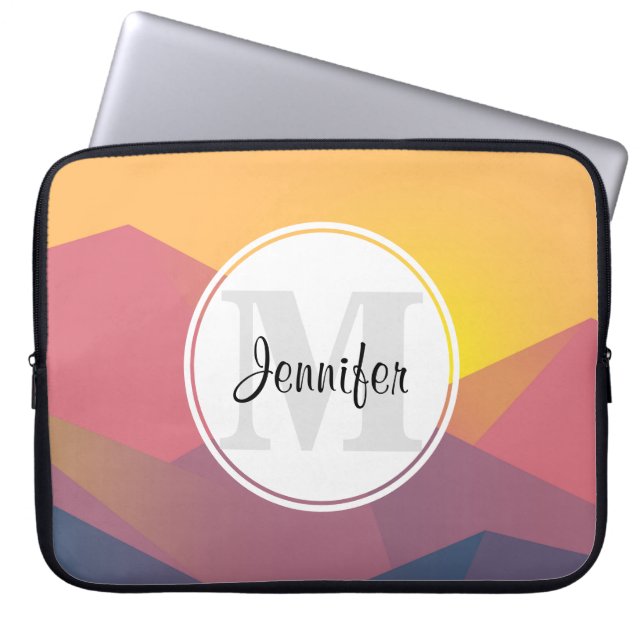 Rustiska berg Geometric Minimalist Monogram Laptop Fodral (Framsidan)