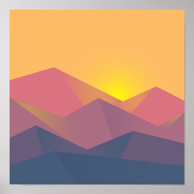 Rustiska berg Geometric Minimalist Poster (Framsidan)