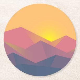 Rustiska berg Geometric Minimalist Underlägg Papper Rund