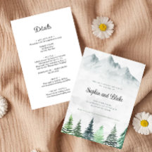 Rustiska berg och skogsvattenfärg Bröllop