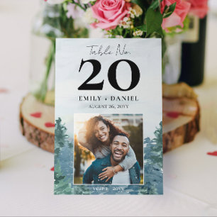 Rustiska bergen Bröllop Bordsnummer med foto 5x7