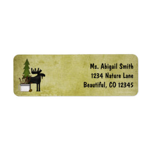 Rustiska berget Land Silhouette Moose Adress Returadress Etikett