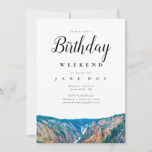 Rustiska berget Waterfall Birthday Helg Inbjudningar