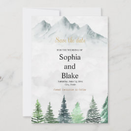 Rustiska bergsområden och skogsvattenfärg Bröllop Spara Datumet