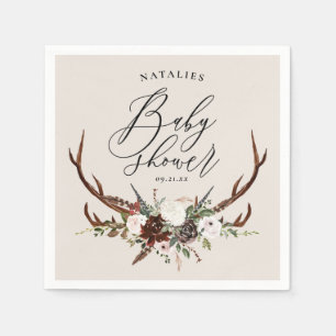 Rustiska blommigtar, vattenfärgsskdusch för barn i pappersservett