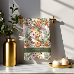 Rustiska bohemiska botaniska vintercitrusfrukter J Kökshandduk