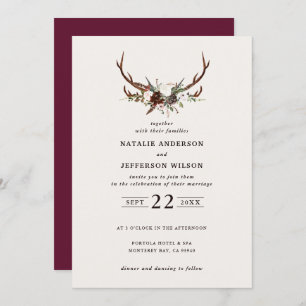 Rustiska botaniska, blommigt- och stenburgundi brö spara datumet