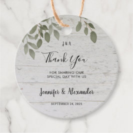 Rustiska botaniska monogram foto bröllop tack. gåvor etiketter