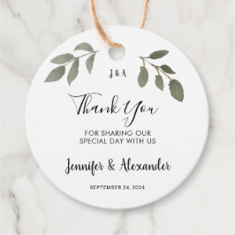 Rustiska botaniska monogrammade Tack bröllop Gåvor Etiketter