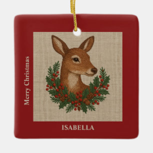 Rustiska broderier Hjort & Helgdag christmas Julgransprydnad Keramik