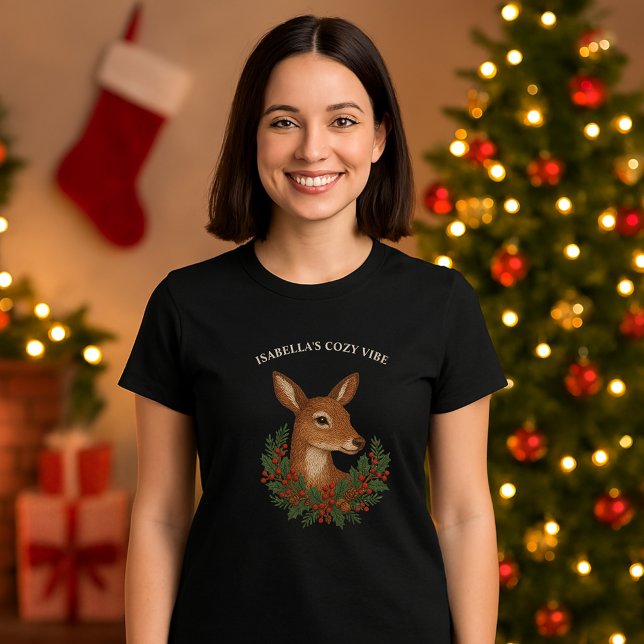 Rustiska broderier Hjort & Helgdag christmas T Shirt (Skapare uppladdad)